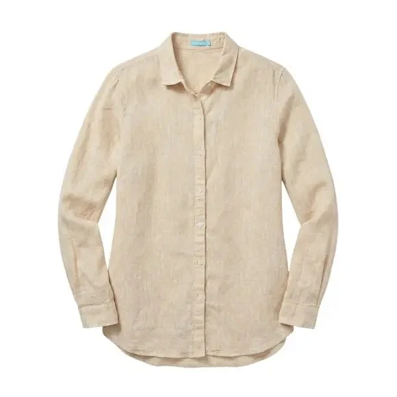 J. McLaughlin Women's S Coastal Old Money Minimalist Linen Button Front Shirt - Picture 1 of 11
